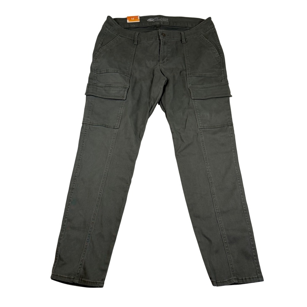 Old Navy Rockstar Cargo Pants Womens 14 Olive Green Slim Utility Mid Rise New